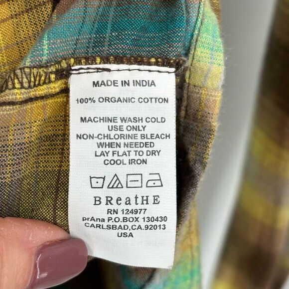 Prana Brown Plaid Button Front Shirt Shacket Size Medium - Picture 8 of 8